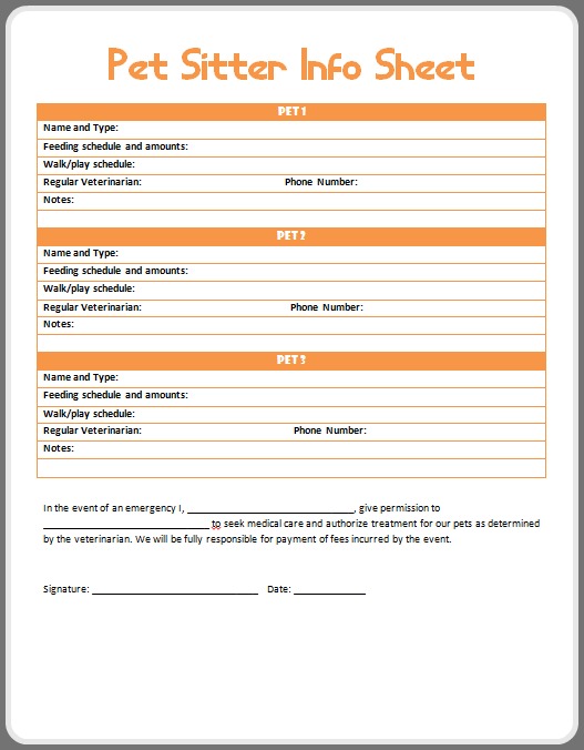 Free Printable House Sitter Template